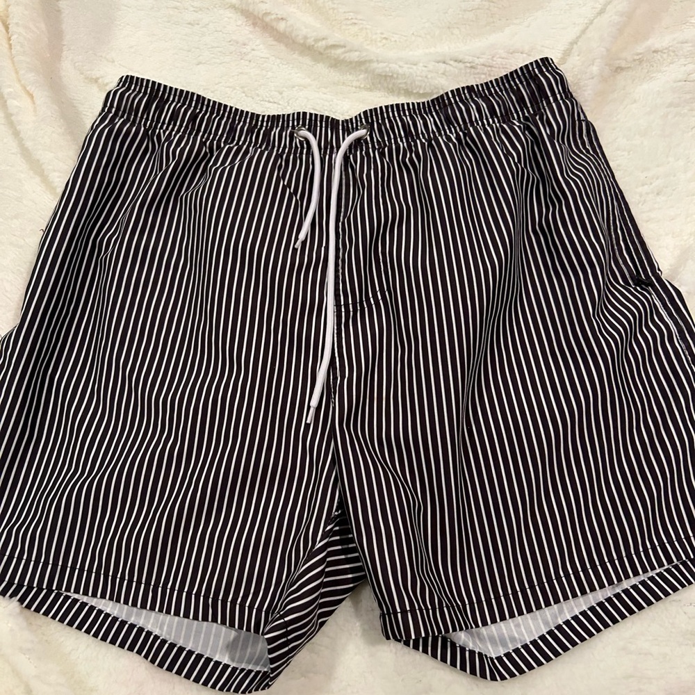 Striped Black and White Casual Shorts